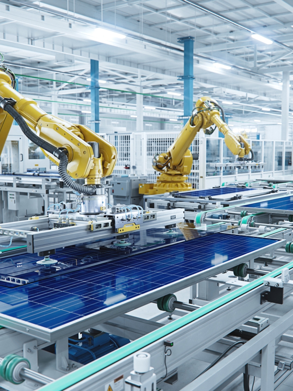 bras robotisés dans une usine